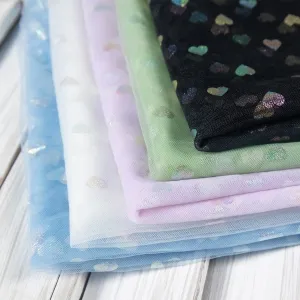 heart pattern soft tulle fabric by the yard