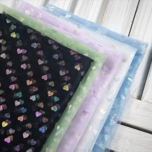 soft heart pattern mesh tulle fabric