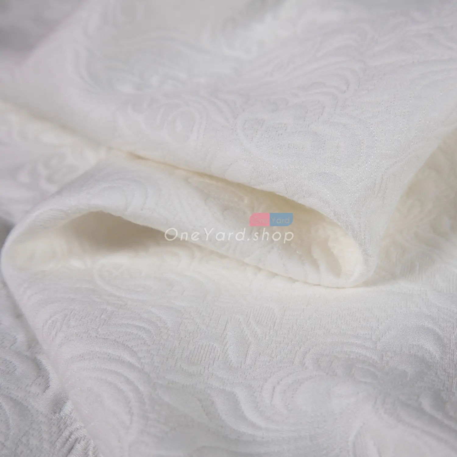 polyester floral jacquard matte ivory thick satin fabric