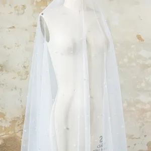 pure white pearled soft bridal tulle for wedding dresses