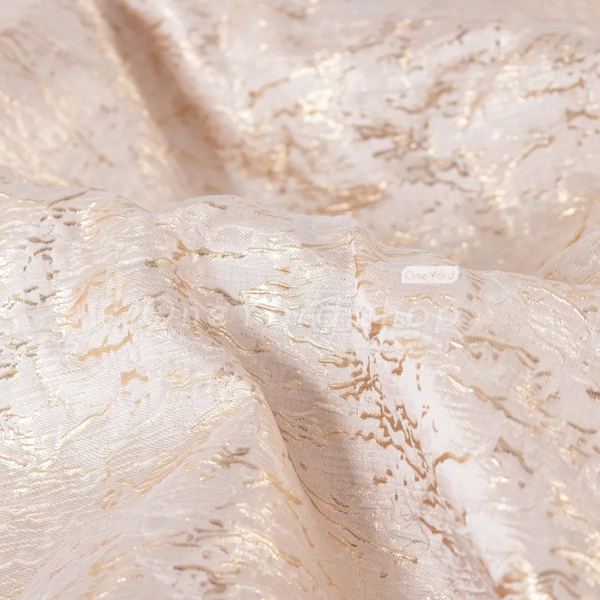 bark wrinkled gold lurex jacquard fabric