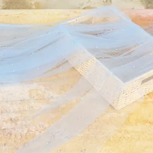 beautiful blue pearled soft tulle fabric by the yard