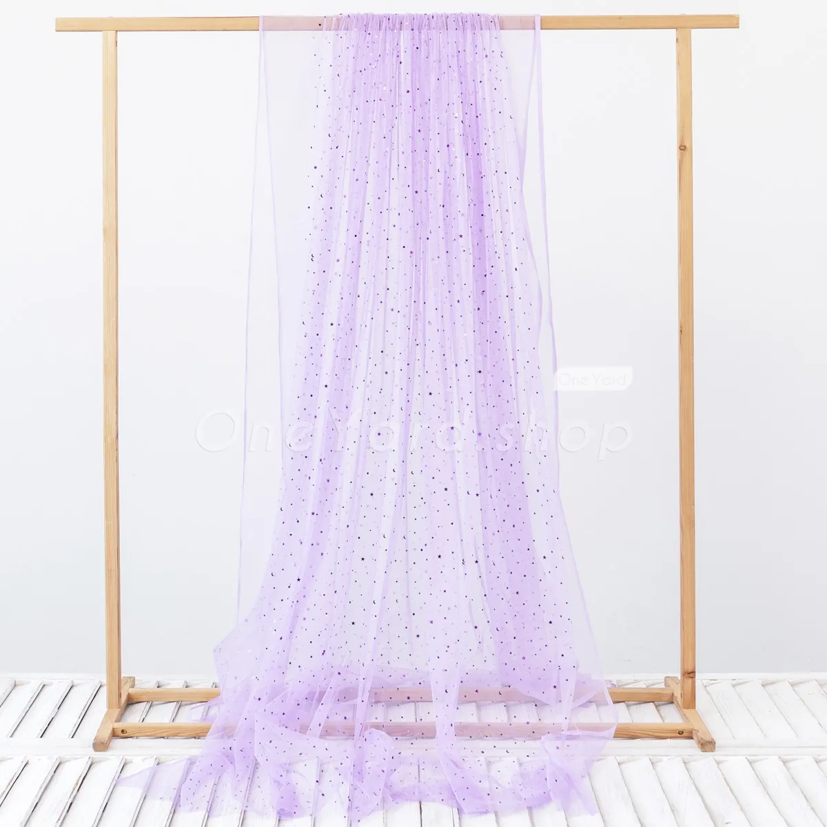 starry sequinned lilac cheap mesh fabric