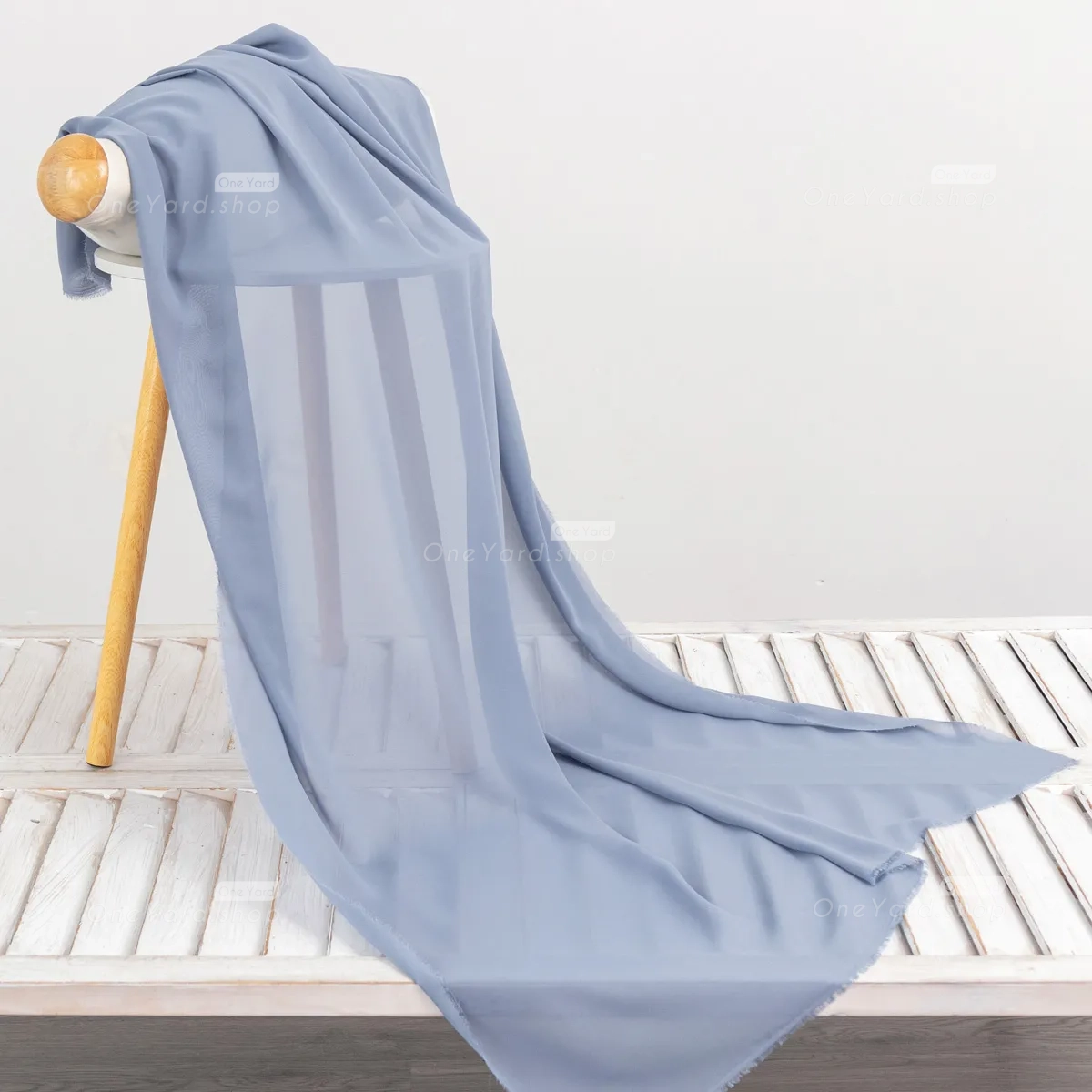 bluish gray polyester chiffon material