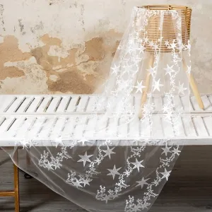 cheap off white star pattern embroidery lace fabric
