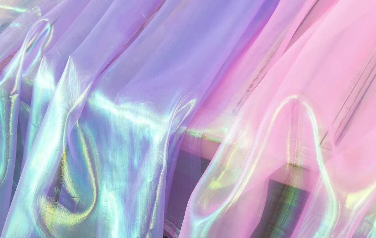 density enhanced iridescent laser organdy fabrics