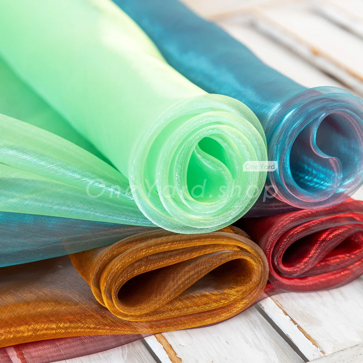 lightweight thin and sheer holographic organza fabric
