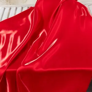 shimmering smooth liquid red satin fabric for dresses