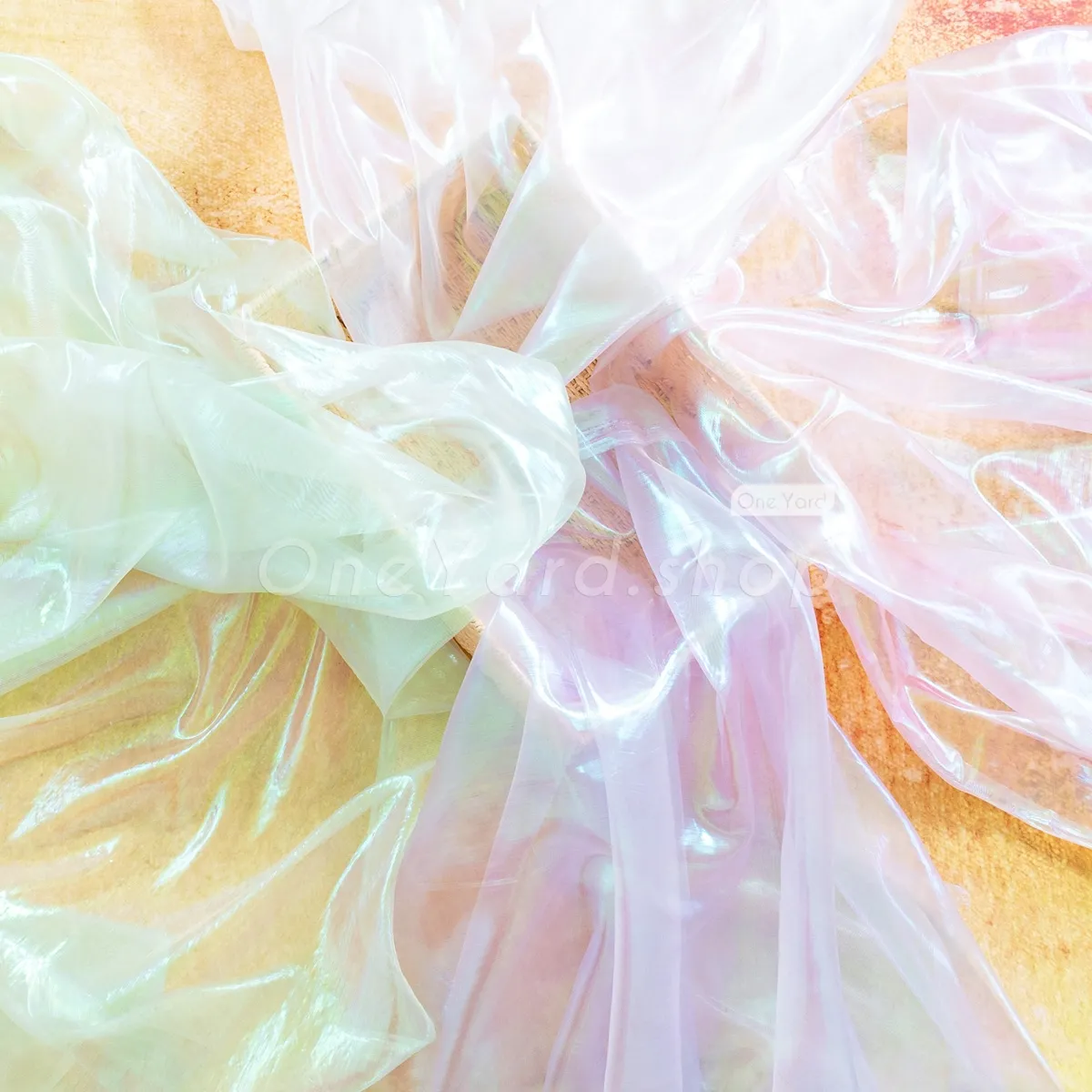 holographic liquid glass iridescent organza fabric