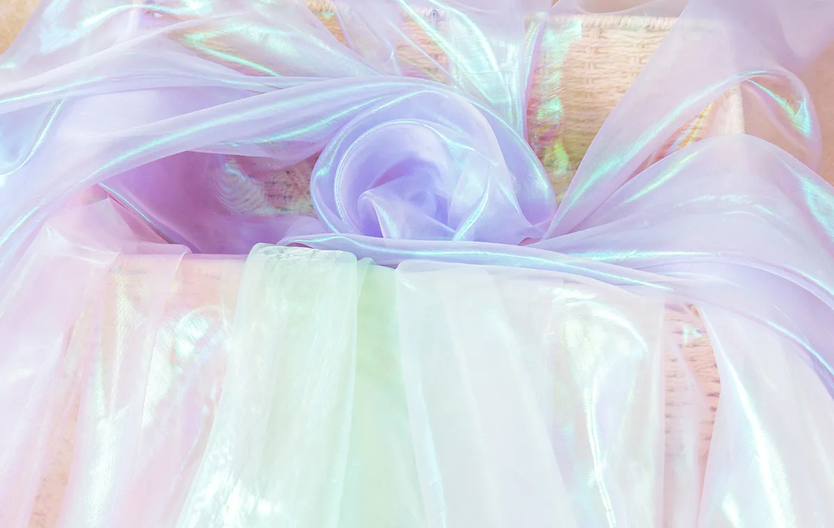 liquid glass iridescent organza fabrics