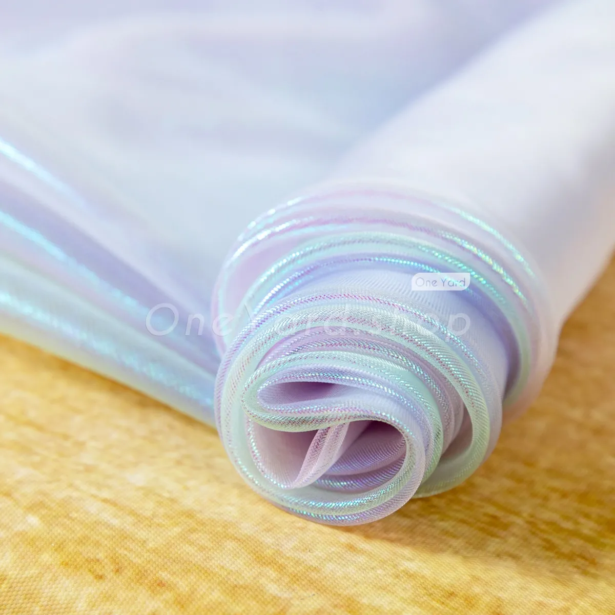 liquid glass organza with metallic oily shimmer