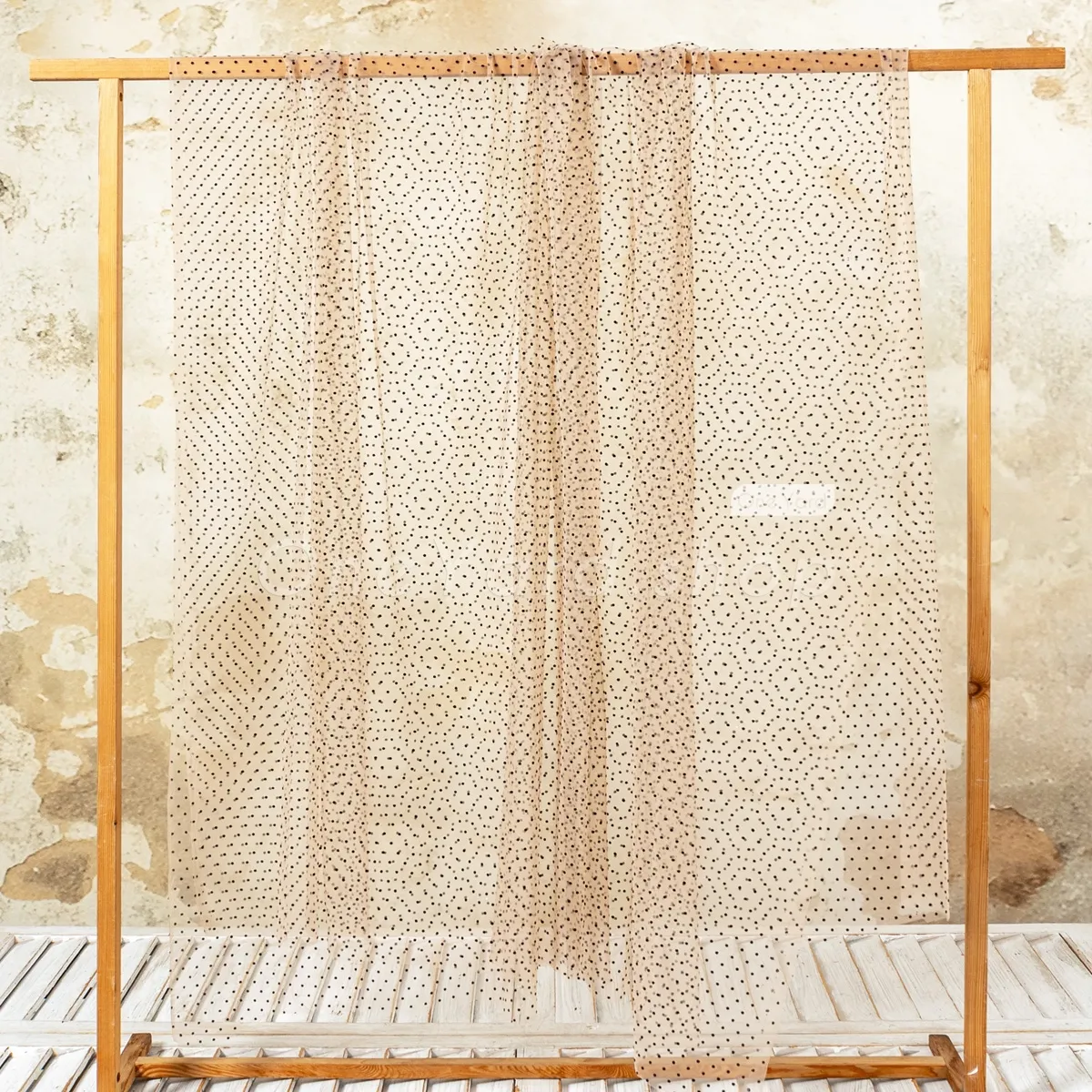 small and black velvet dotted dark nude tulle material small and black velvet dotted dark nude tulle material