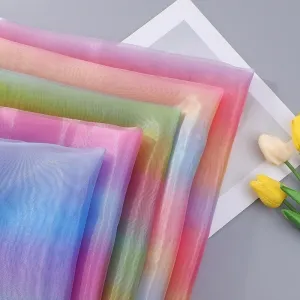 ethereal rainbow ombre sheer organza fabric