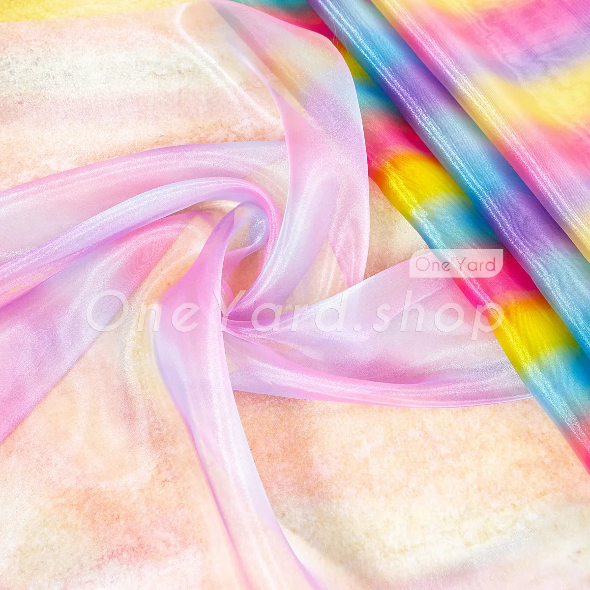 rainbow ombre organza fabric