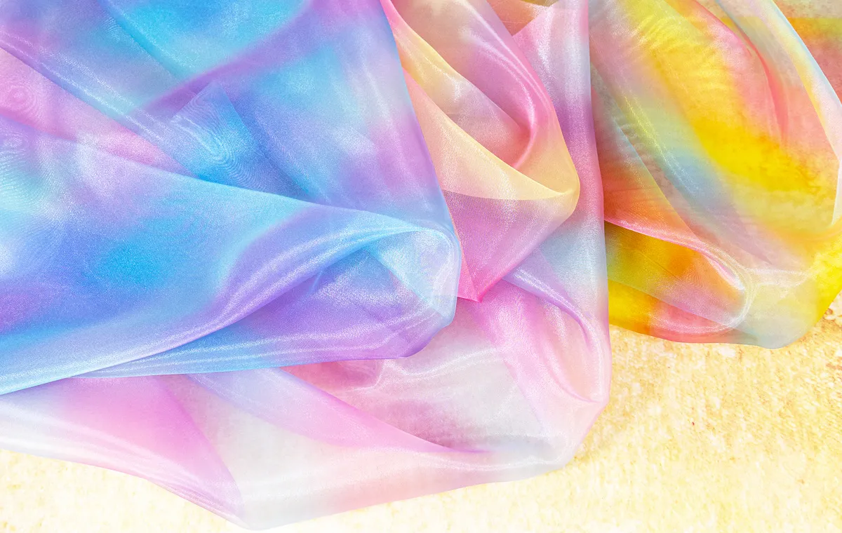 rainbow ombre sheer organza fabrics