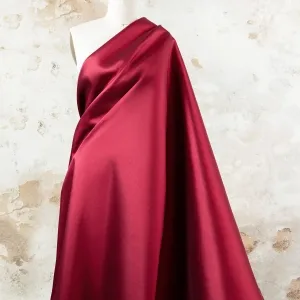 Heavy-weight Maroon Color Mikado Twill Satin Fabric