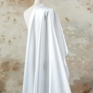 Luminous Pearl White Glossy Shimmer Crystal Satin