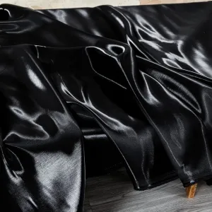 ultra glossy black liquid satin modern fabric