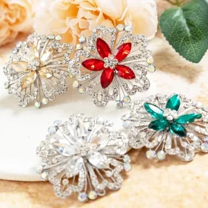 crystal flower rhinestone appliques with alloy base