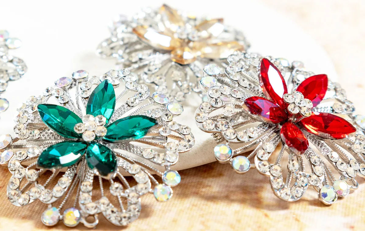 rhinestone flower accessories with alloy base rhinestone flower accessories with alloy base