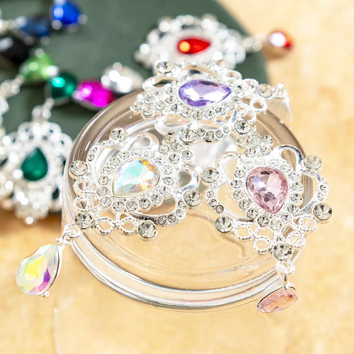 teardrop rhinestones with silver alloy teardrop rhinestones with silver alloy