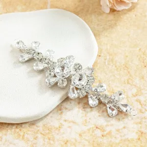 premium faceted clear glass rhinestone floral applique
