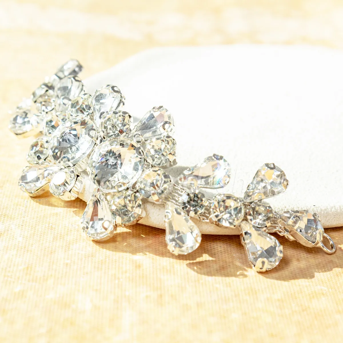 rhinestone floral applique with alloy setting rhinestone floral applique with alloy setting