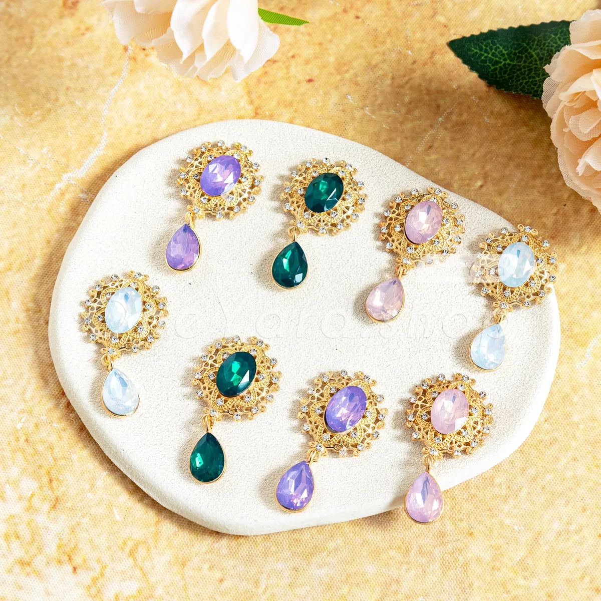 teardrop rhinestone gold filigree embellishments teardrop rhinestone gold filigree embellishments