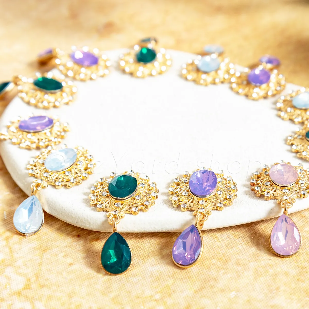 vintage gold filigree rhinestone embellishment with teardrop dangle vintage gold filigree rhinestone embellishment with teardrop dangle