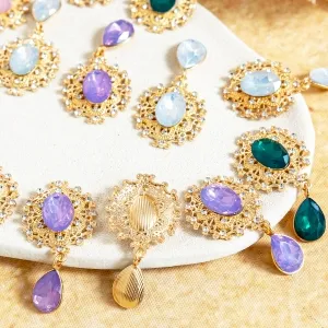 vintage rhinestone teardrop dangle gold embellishments