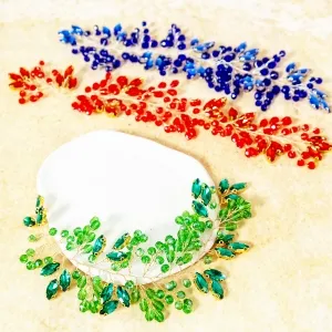 luxury rhinestone applique with flexible gold wire vine