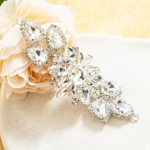luxury clear crystal floral rhinestone applique motif