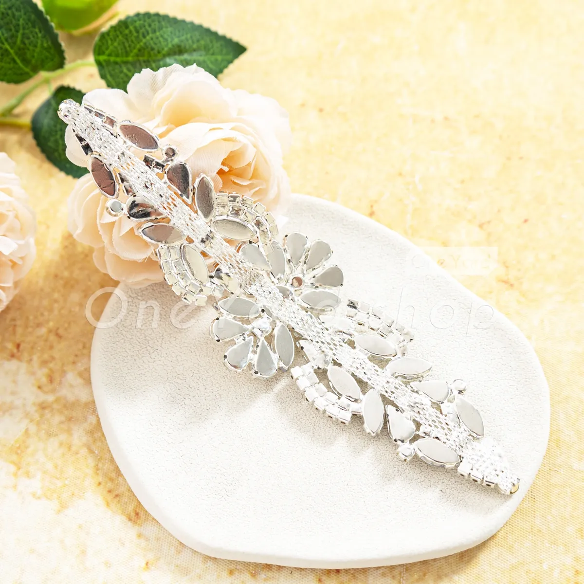 crystal applique with sparkling rhinestone chains crystal applique with sparkling rhinestone chains