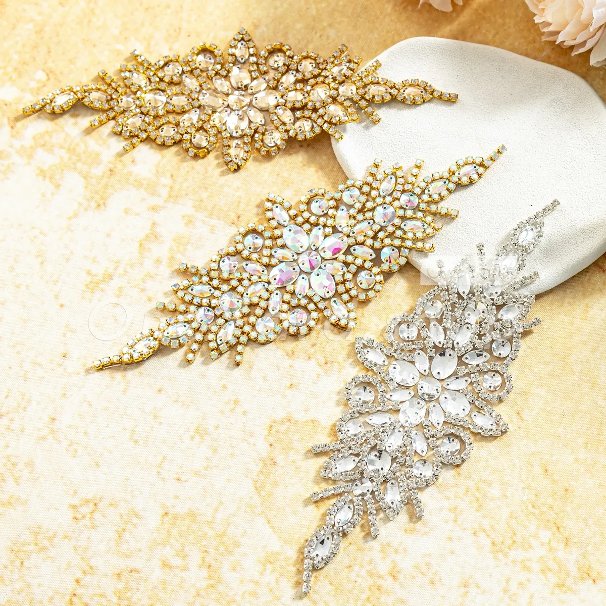 crystal feathered starburst applique for evening dress crystal feathered starburst applique for evening dress