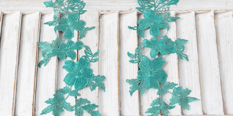 dyed aqua island lace appliqué 2